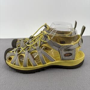 Keen Whisper Women's Size 8.5 Waterproof Fisherman Sport Sandal Shoe Gray Yellow